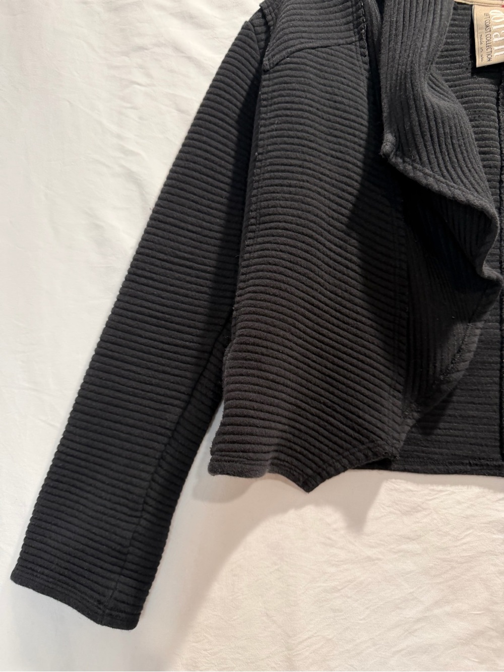 dolan Left coast Collection Black Ribbed Cropped Open-Front Jacket size XS - Picture 3 of 10